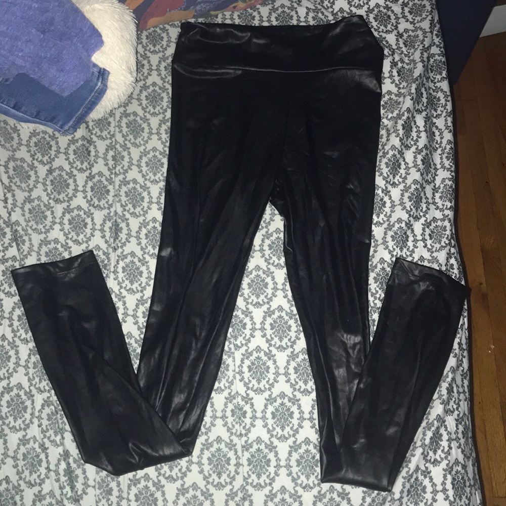 Black Leather Leggings. Size small